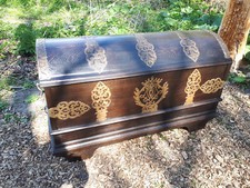 Antike Truhe - Eiche mit sehr schönen Beschlägen Biedermeier um 1830