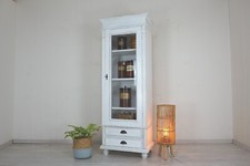 Vintage Vitrine in Shabby-Chic-Weiß im Landhausstil in Weichholz massiv