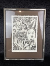 Radierung „Dream“ signiert (unleserlich) 4/27 Surrealismus Vintage Nachlass