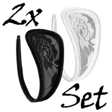 2er Set C-String Tanga Spitze Damen Slip Mini Bikini Unterhose Dessous S/M/L