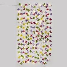 LED Vorhang Schmetterlinge 98 LEDs Lichterkette Frühling 90 x 200 cm Weiß B-WARE