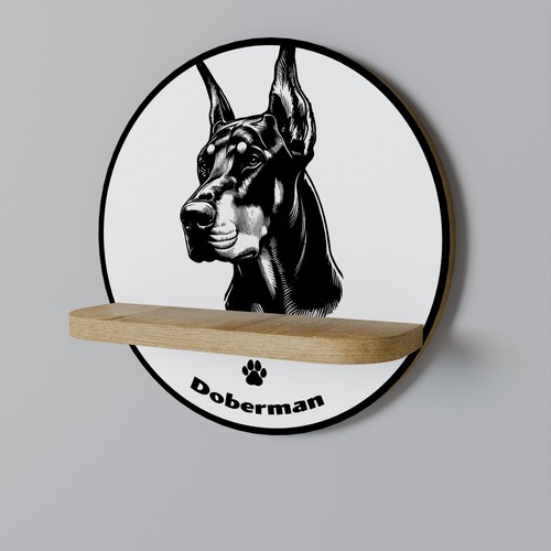 Dobermann hund rundes regal - dobermann,