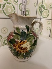 Ital Keramik Krug Vase signiert antik Kunst Malerei Landhaus Tischvase Shabby