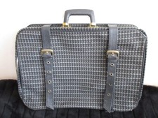 Großer Vintage Koffer Nostalgie Oldtimer, schwarz/grau kariert, Stoffkoffer RV