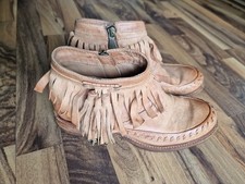 A.S. 98 Damen Stiefelette Fransen Mokassins Braun Sand Größe 39 Boho Chic Fringe