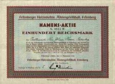 Festenberger Holzindustrie 1938 Twardogora Goschütz Breslau Wroclaw Namensaktie