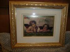 Engel Bild Gold Rahmen Raphael Sistine Madonna E. Lessing Art Resource Litho USA