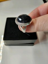 Blaufluss Damen Ring aus 925 Silber rodiniert. Große 20