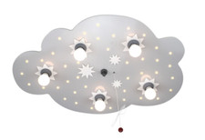 Deckenleuchte Wolke Sternenhimmel hellgrau für Kinderzimmer mit LED Sterne