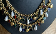 ?Halskette Amer. Double, StatementKette - Modeschmuck, mit Glasanhängern  !114