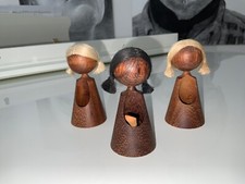 3 x Teakholz „Küchenkinder” von H. Flade, Pfeffer- und Salzstreuer, DDR Design