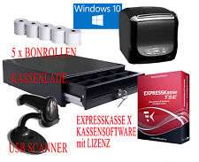POS SET: KASSENSOFTWARE LIZENZ +BONDRUCKER +GELDLADE +SCANNER +BONROLLEN WIN7/10