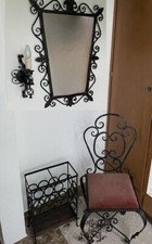 Garderobengarnitur schmiedeeisen mit 7 Teilen: Stuhl, Spiegel usw siehe Fotos