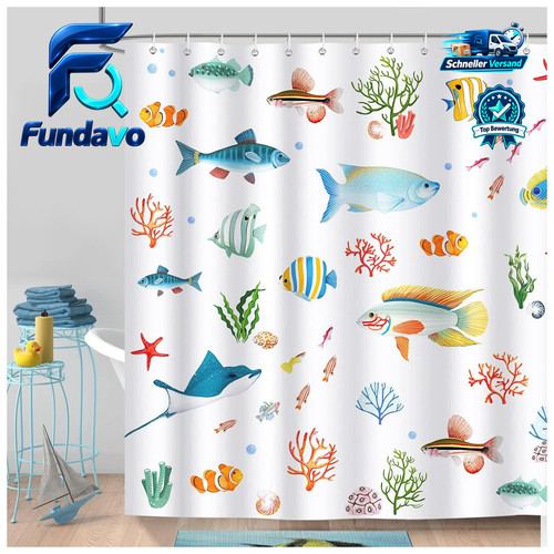 Duschvorhang fisch koralle - duschvorhang,