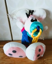 Diddl Maus ca. 15 cm groß, weiß,  blau/gelber Anzug, mit Schnuller