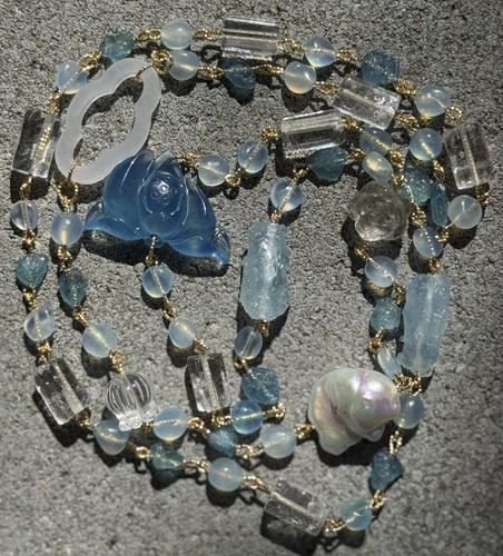 Lange kette aquamarin - lange,