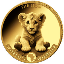 Goldmünze Löwe World's Wildlife (7.) 2025 - Kongo - 0,5 gr PP