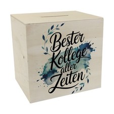 Bester Kollege aller Zeiten Spardose aus Holz Aquarelles Blattmuster