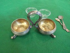 Antike Saliere Doppensaliere 13 cm in 12 Löth Silber