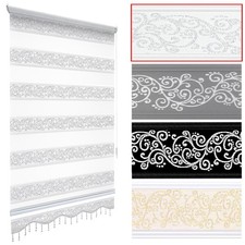 Doppelrollo Zebra Duo Rollo ohne Bohren Klemmfix Sichtschutz Jalousie mit Perlen
