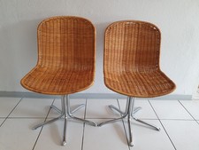 2 X Stuhl Rattan Designer chrom Lounge Drehstuhl
