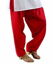 Damen Baumwolle Haremshose, Yoga Pilates Hose 100% Baumwolle Free Style Rot