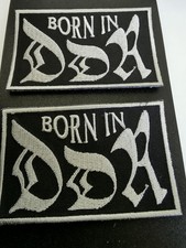 2x Aufnäher Patch - BORN IN DDR - ca.8,5x5,5cm