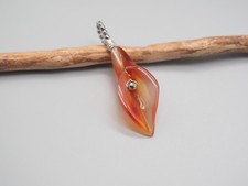 Orange KARNEOL Calla Blumen Kettenanhänger, 925 Silber Draht gwickelt