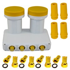 MONOBLOCK QUAD LNB 6° Astra Hotbird 4 Teilnehmer Full HD Sat LNC 0,1dB doppel gm