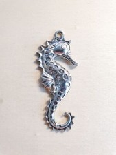 Großer Seepferdchen Anhänger Maritimer Schmuck + Basteln Deko Charms Silber