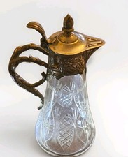 Antike Weinkaraffe mit Zinn-Montierung ca. 1880-1900 Kristall geschliffen