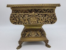 Antike große Messing Potpourri Dose figurativ mit Tatzenfüßen 19. Jh.