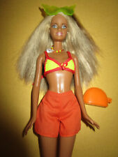 B1913)SÜSSE BLONDE CALI GIRL BARBIE MATTEL 2003 BH+KURZE HOSE+BRILLE+HOHE SCHUHE