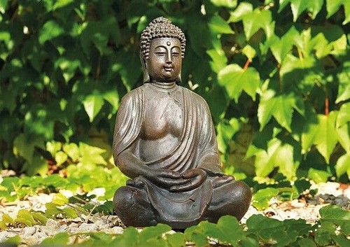 Buddha figur sitzend braun - buddha,
