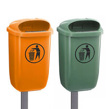 Abfallbehälter Mülleimer Abfalleimer 50L grün oder orange Kunststoff für Außen 