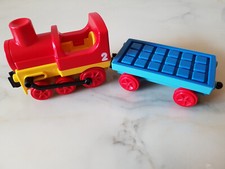 PLAYMOBIL 123  1.2.3. Eisenbahn / Schiebebahn - Lok mit Flachwagen / Top-Zustand