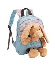 NICI Kinderrucksack 21x26cm hellblau mit flauschigem Kuscheltier Hase 25cm - Kit