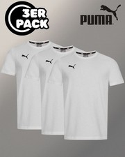 Puma Herren Baumwoll-Shirt 3er Pack in schwarz, Weiß,  Rot, Grau und Grün