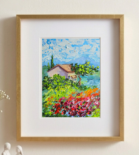 Blumen landschaft ölbild - blumen,