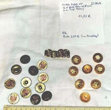 knöpfe 20mm, Metall alt, 23 Stück,  12x Goldfarben Adler Rot,