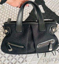 DKNY Damentasche Schwarz Leder/ Denim Große Gute Zustand 