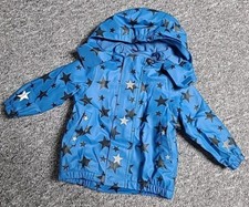 TCM/Tchibo: Regenjacke, Übergangsjacke, Gr. 74/80,gefüttert, blau,Sterne, Kapuze