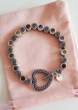 Edles HERZ BETTEL ARMBAND 925 SILBER Charm Zirkonia ARMKETTE Armreif Ring Bead