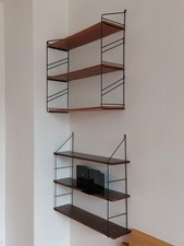 4-teiliges Mid-Century Designer Wandregal, jeweils 3-lagig