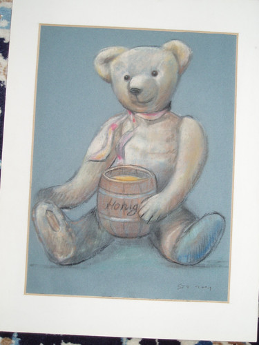 Kreidezeichnung teddy unikat - kreidezeichnung,
