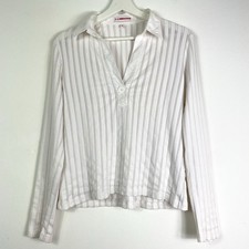 Nadine H Longsleeve Langarmshirt Gr.40 Damen Weiß Silber Polokragen Langarm Polo