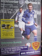 Programm  Bischofswerdaer FV08 -BSG Wismut Gera NOFV-Oberliga 16.4.2016