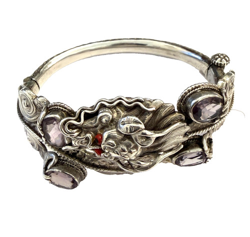 Vintage silberarmreif drache - vintage,