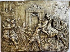 Flachrelief römische Mythologie Reiter mit kämpfende Fußsoldaten