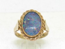 Opal Triplette Ring 333 Gelbgold 8Kt Gold australischer Opal  1970er Jahre